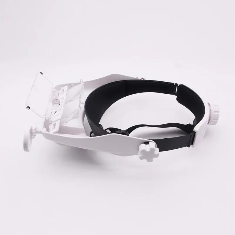 Hands Free Head Mounted Magnifier With Led Light Adjustable Magnification Reading Repair Vision Tool