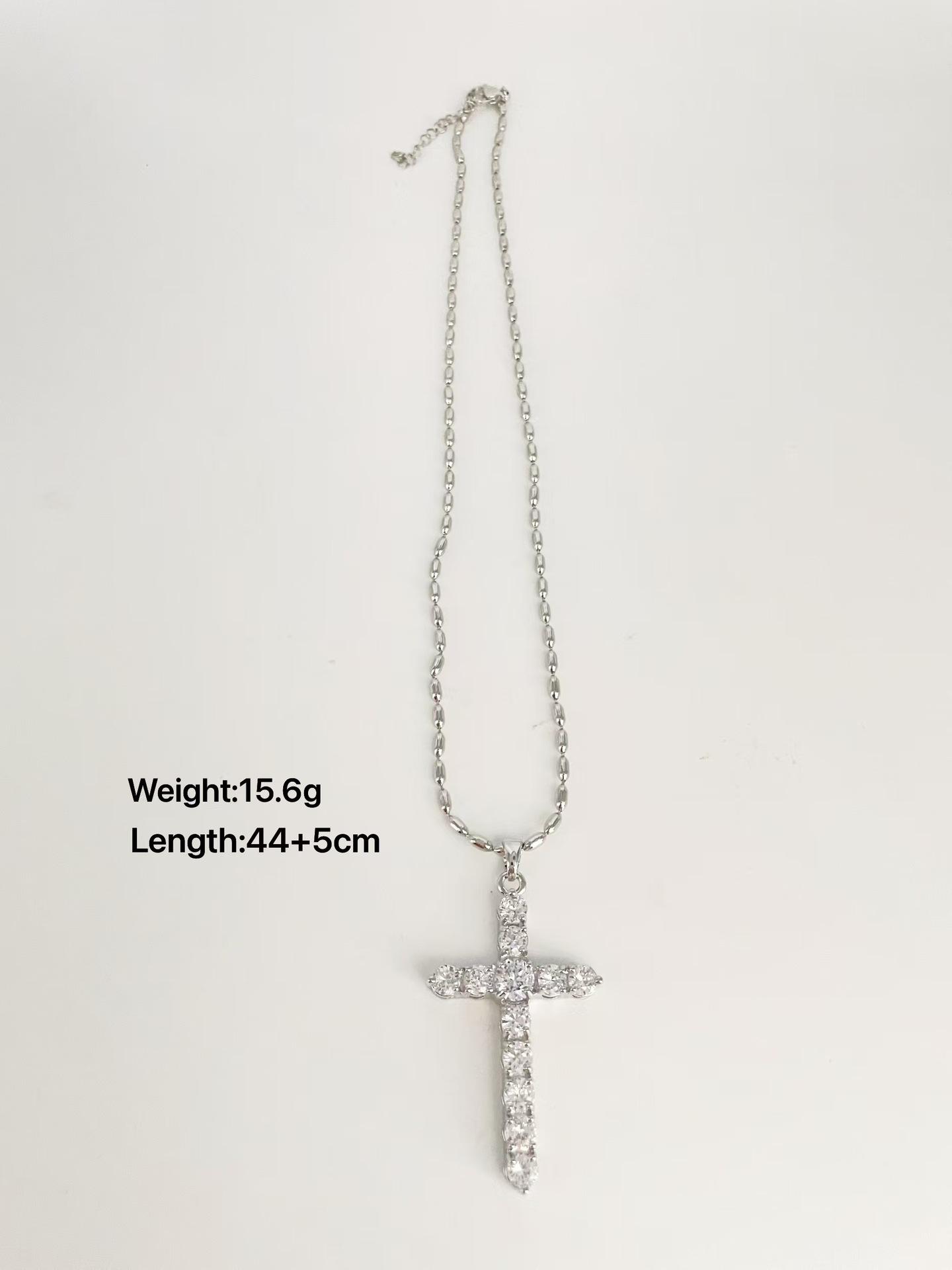 

Изысканное ожерелье с подвеской в виде креста и циркона в стиле хип-хоп, подходящее для повседневной носки женщин, подарок на свидание серебряный