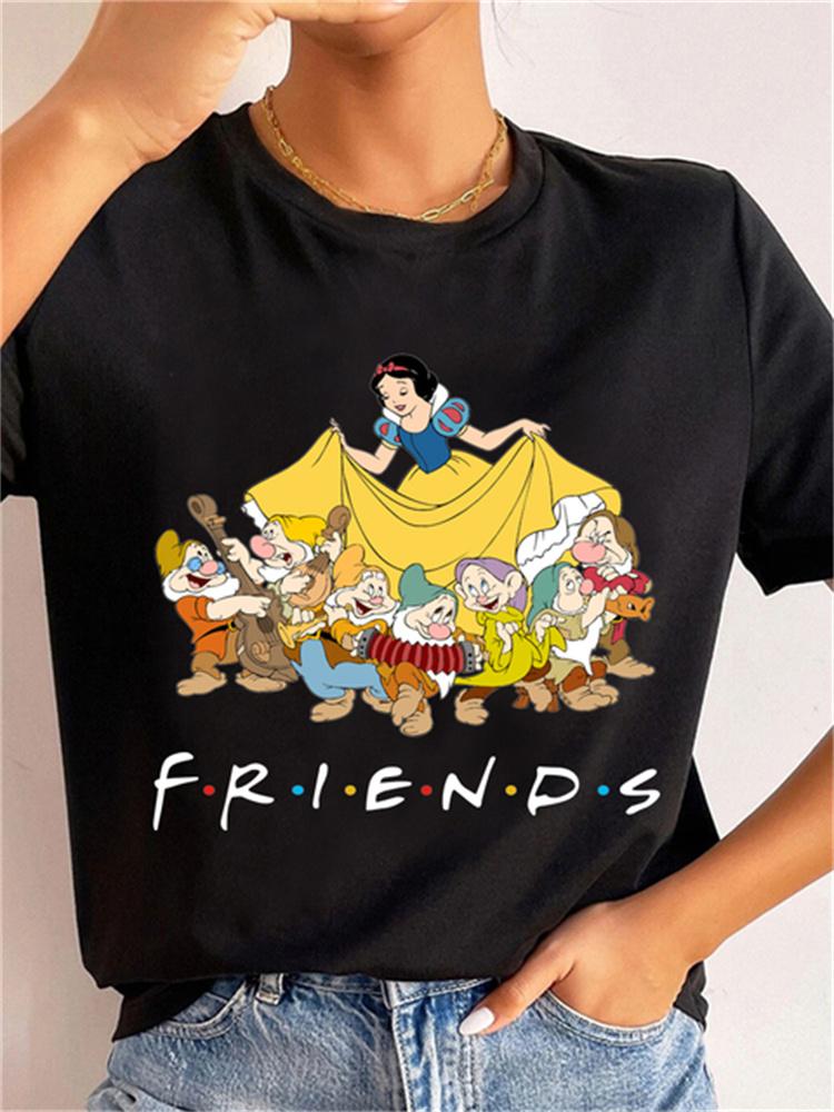 MINISO Disney Princess Women Clothes Snow White and The Seven Dwarfs Womens Trend Harajuku Short Sleeves Tshirt Cute