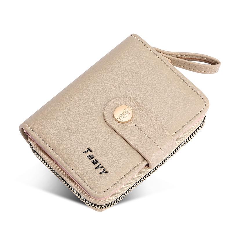 IELGY Women's Short Wallet with High-end Buckle and Multiple Card Slots Zipper