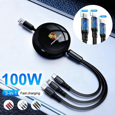 Car 3 In 1 USB Cable Type C Micro USB Fast Charging Cable For Porsche Cayenne Panamera Macan 911 Taycan Boxster Cayman 918Pajun