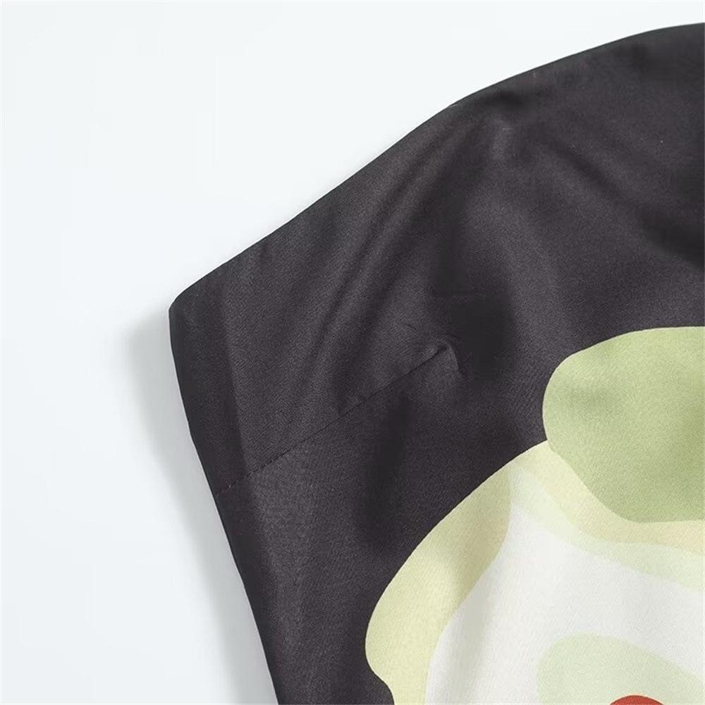 Fashion Off-the-shoulder Printed Women's Elegant Contrast Color Loose Beachwear Casual Ladies Sleeveless Tube Top Dress