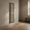 Floral Scroll Wall Plaque Medallion Design Vintage Wooden Decor Beige Brown