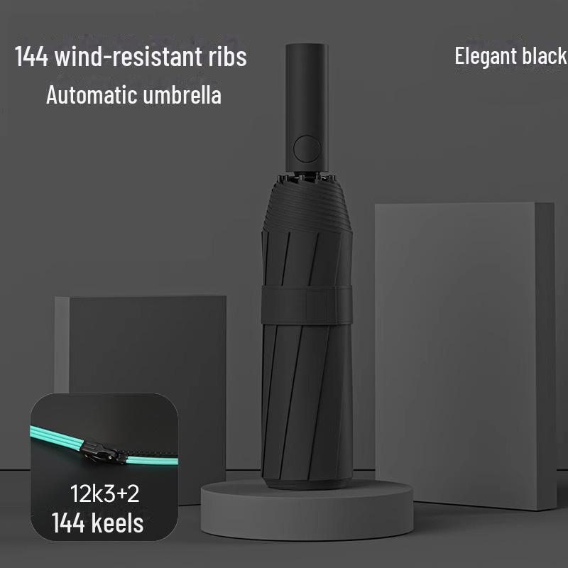 Automatischer 12-Speichen-Großschirm für Damen und Herren - Doppelte Nutzung, verstärkt für sonnige und regnerische Tage, geeignet für Studenten