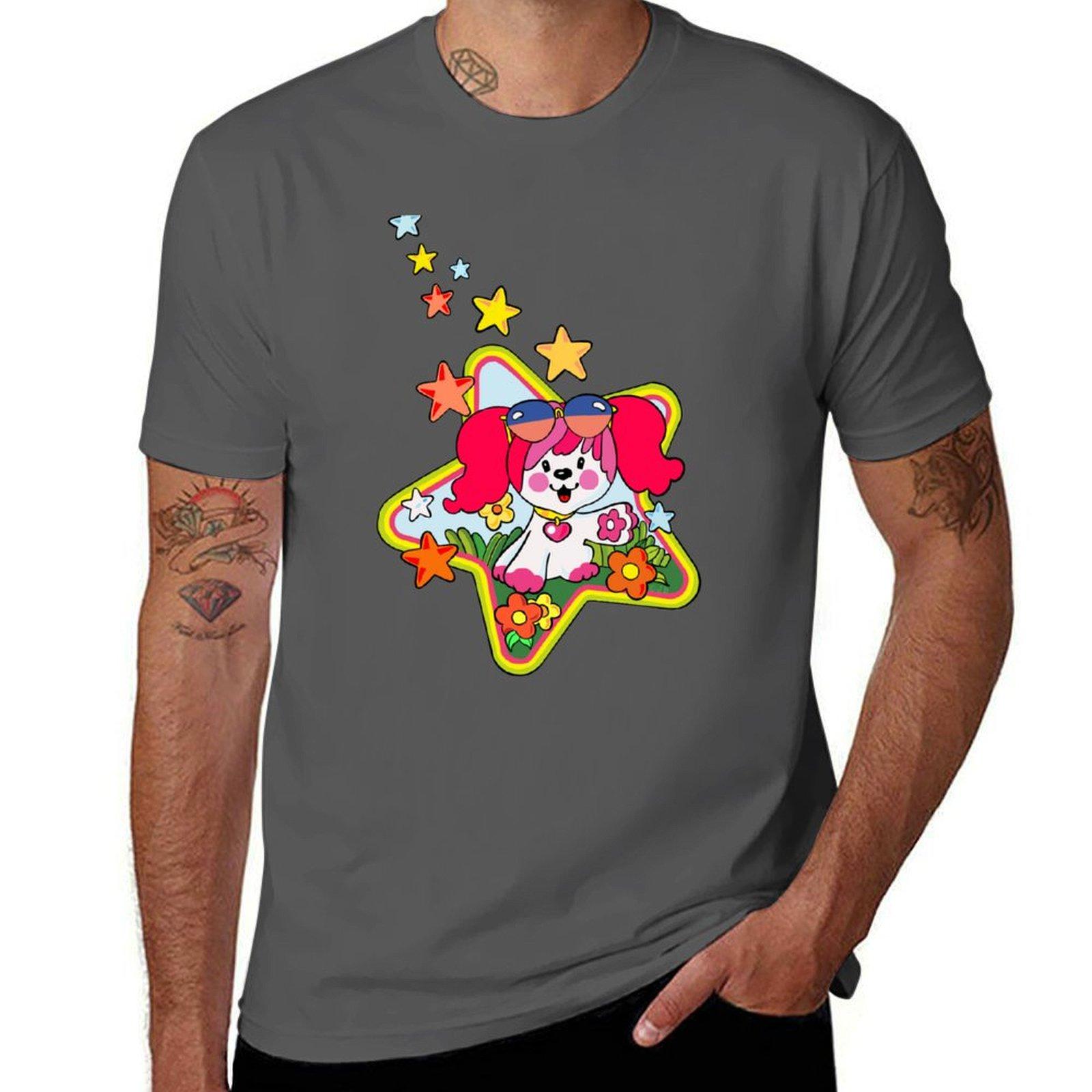Poochie - Retro 80s Pink Dog T-Shirt heavyweights quick-drying hippie clothes plain mens graphic t-shirts funny 4XL