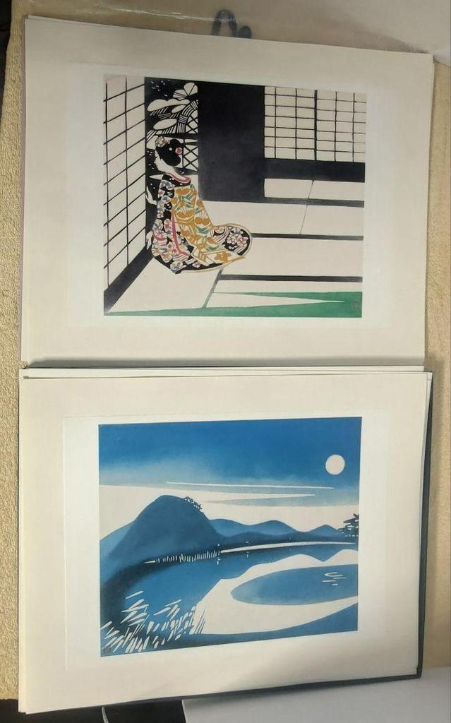 [USED] Living National Treasure Toshijiro Inagaki Collection of Stencil Prints 11 of 12 Works (1 Missing)