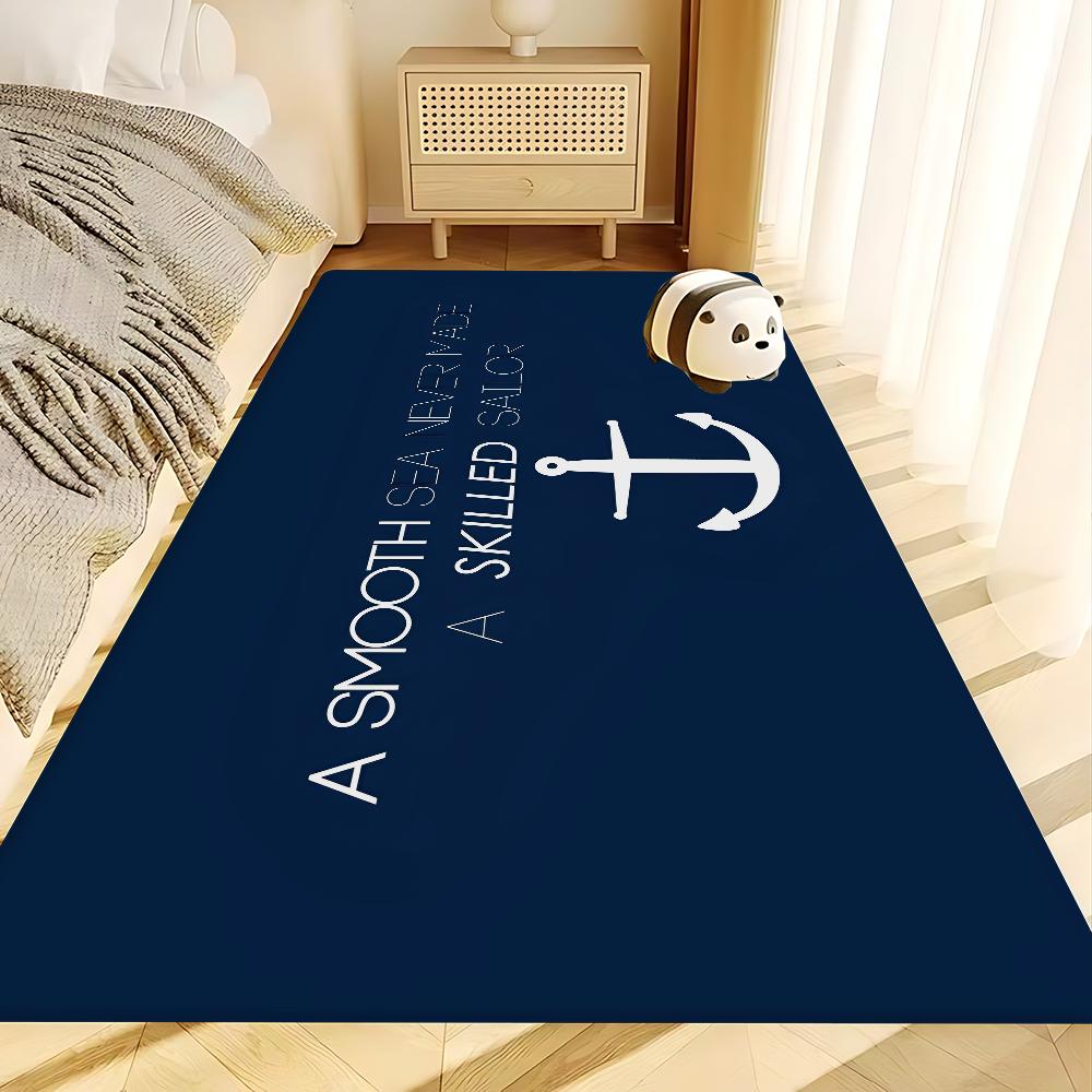 Alfombrilla de suelo con ancla náutica estilo INS suave para suelo de dormitorio casa lavadero alfombrilla antideslizante alfombras para zona de cabecera