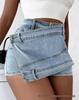 Plus Size Women's A-line High-Waisted Denim Skirt Shorts