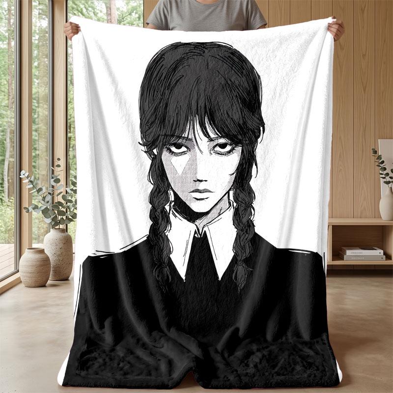 Soft Flannel Blanket Lightweight Cozy Bedroom Living Room CoverWednesday Addams