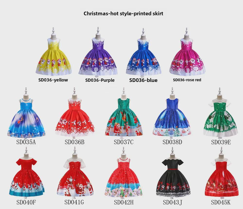 Νέο Χριστουγεννιάτικο Μακρύ Φόρεμα για Κορίτσια με Σχέδιο Άγιου Βασίλη