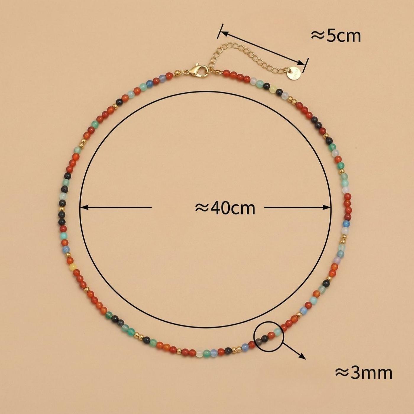 

Multi-Gemstone Bead Necklace, Elevated Fashion & Light Luxury