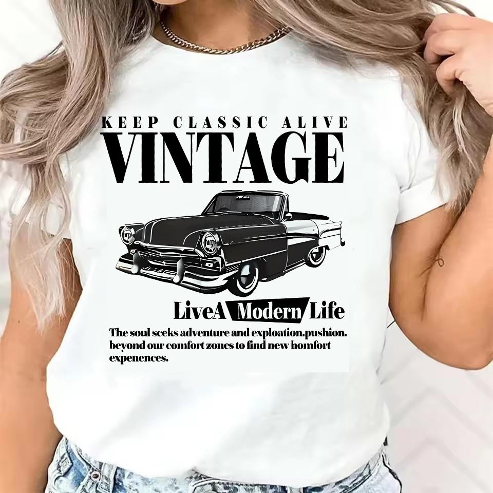 

2025 Горячая Распродажа Футболка Женская Футболка с Графикой Винтажного Автомобиля Ретро Дизайн «Сохраняй Классику Живой» Художественный Топ Футболка 4XL