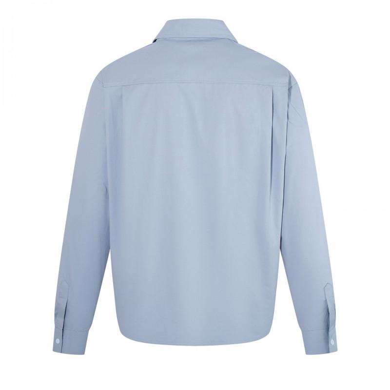 26575 Streetwear Mens Oversized Polo Collar Pullover Shirt Fake Two-piece Design
