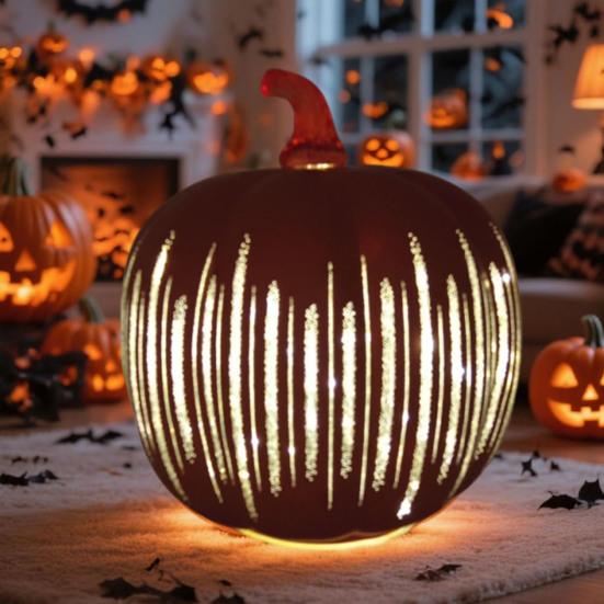 Blinkende lys Gresskar Stjernenatt Gresskarlykt Timer LED-belyst Glitrende Gresskar Høst Halloween-dekorasjoner til hjemmet