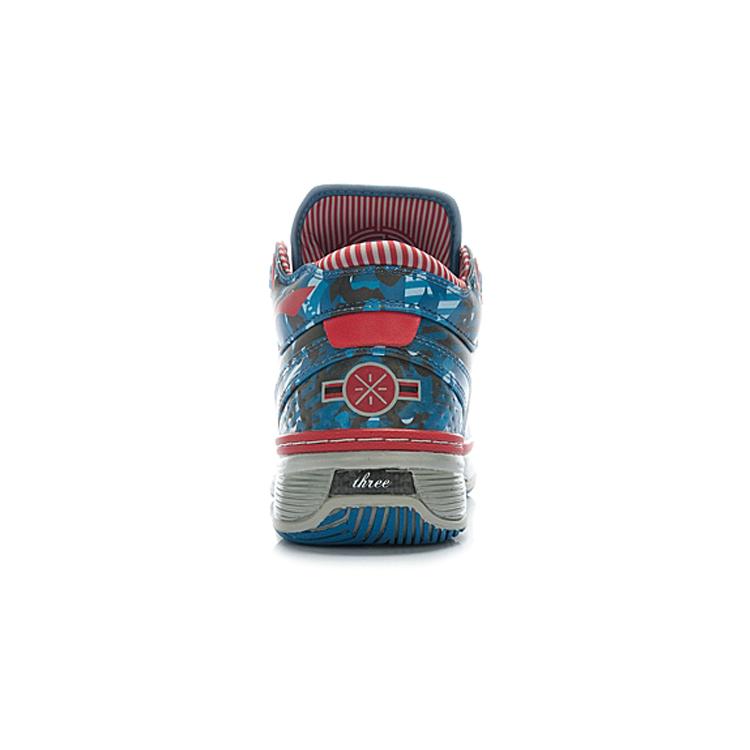 Li Ning WOW 2 Dämpfung Rutschfest Mittelhohe Basketballschuhe Herren Blau Camouflage ABAH017-12