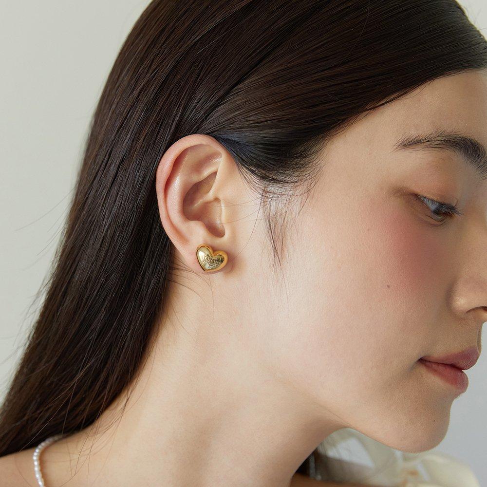 (925 Silver) Great Heart Earrings Ec3021