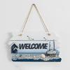 Coastal Welcome Sign Summer Ocean Beach Door Hanger with Hemp Rope Nautical Theme Wooden Hanging Plaque for Front Door Porch Home Wall Decor