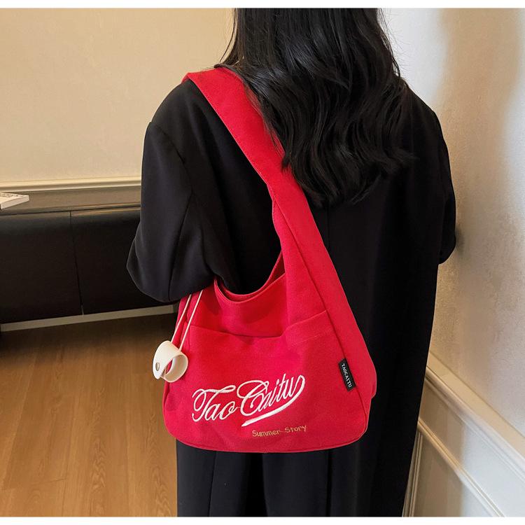 Canvas bag women's large-capacity autumn and winter versatile casual shoulder bucket bag premium tote bag