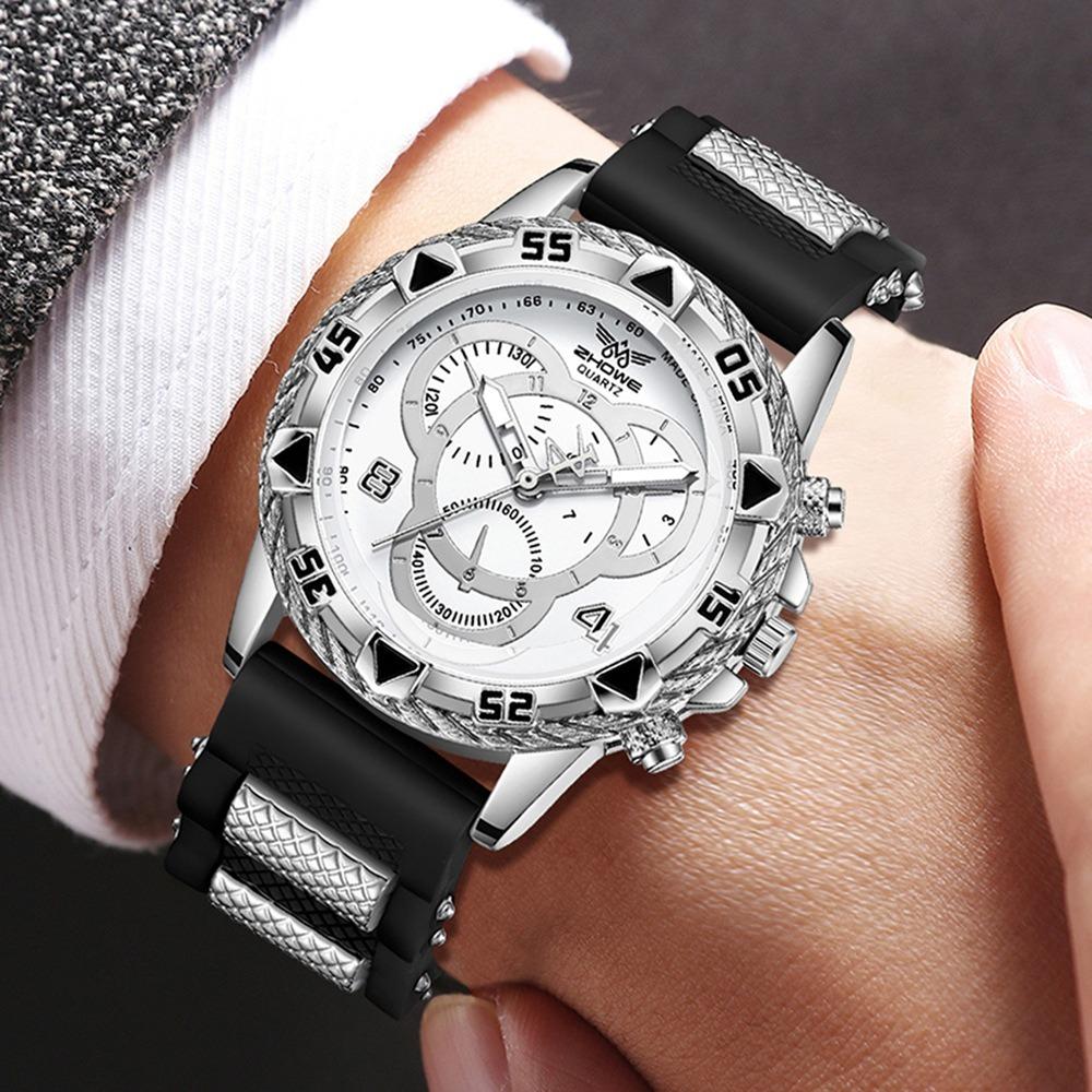 Men's Watch Blu-ray Glass Quartz Watch Classic Watch False Three-eye Digital Alloy Watch