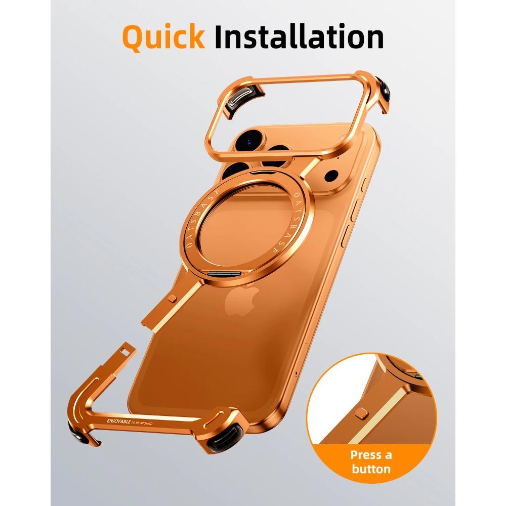 Oatsbasf Phone Case for iPhone 17 Pro/Pro Max/17/Air with 360° Rotatable Stand Metal Frameless Magsafe Protective Shockproof