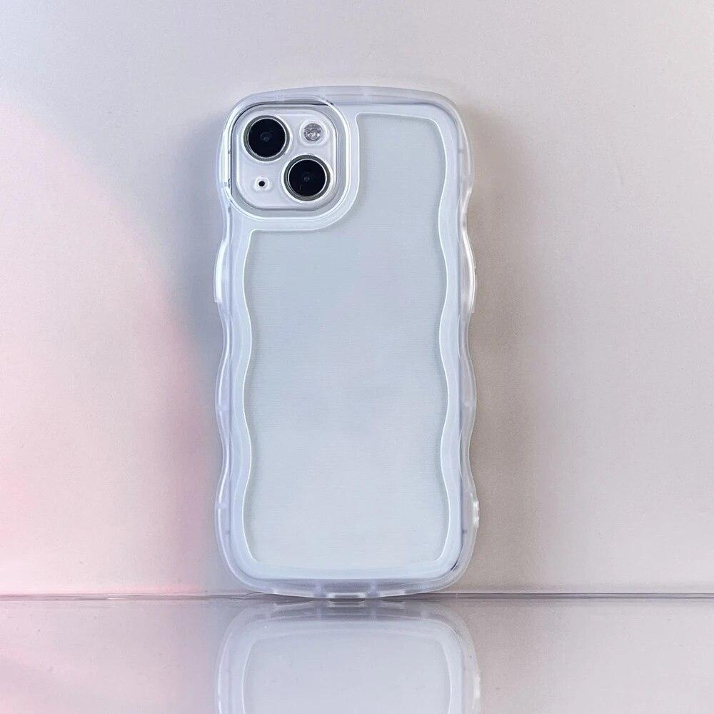 Urocze Falowane Kręcone Przezroczyste Etui na Telefon Dla iPhone 11 Etui iPhone 15 Pro 14 13 12 Pro Max XS Max X XR 7 8 Plus SE Miękka Odporna na Wstrząsy Pokrowiec