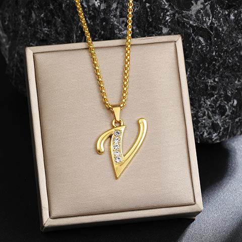 Nový 26 diamantový náhrdelník s anglickými písmeny pro muže a ženy, trendy a kreativní náhrdelník s přívěskem osázeným diamanty