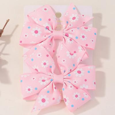 2 Stück/Set 3,2'' Grosgrain Haarschleifen Clips Band Regenbogen für Mädchen Boutique Haarspangen Zufällige Schleife Handgefertigt Haaraccessoires