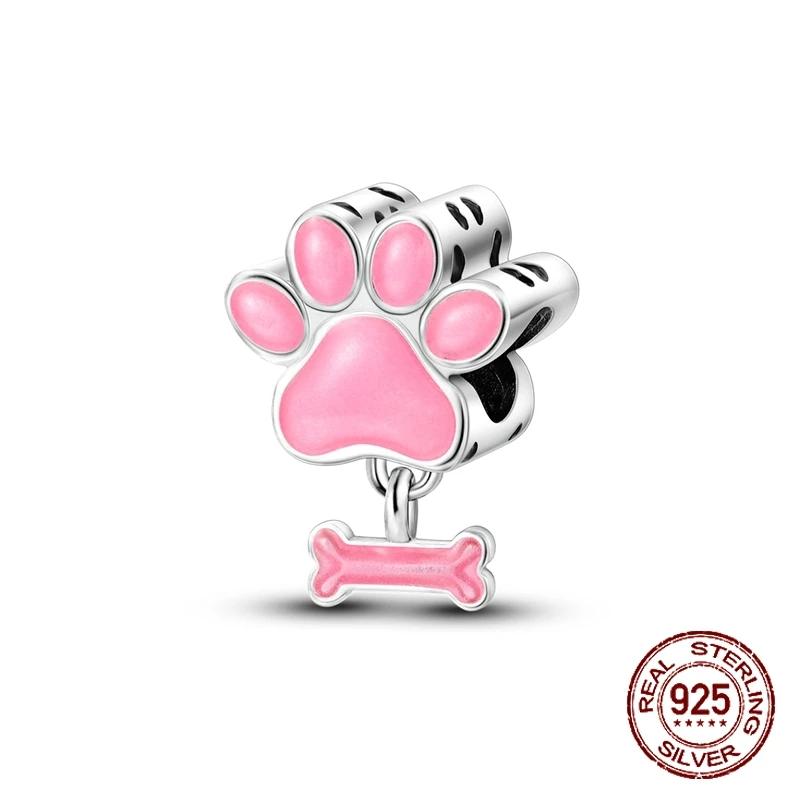 Copper Love Pink Mom Bear Travel Beads Fit Charm Bracelet For Women Fine Jewelry Making