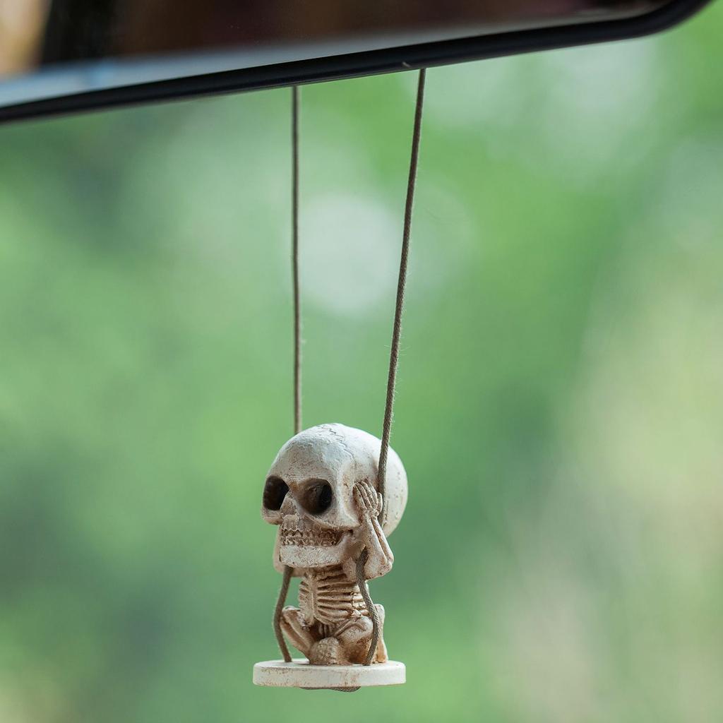 Car Interior Decoration Mini Swing Skeleton Auto Center Console Rearview Mirror Ornament For SUV Accessories Woman Gifts
