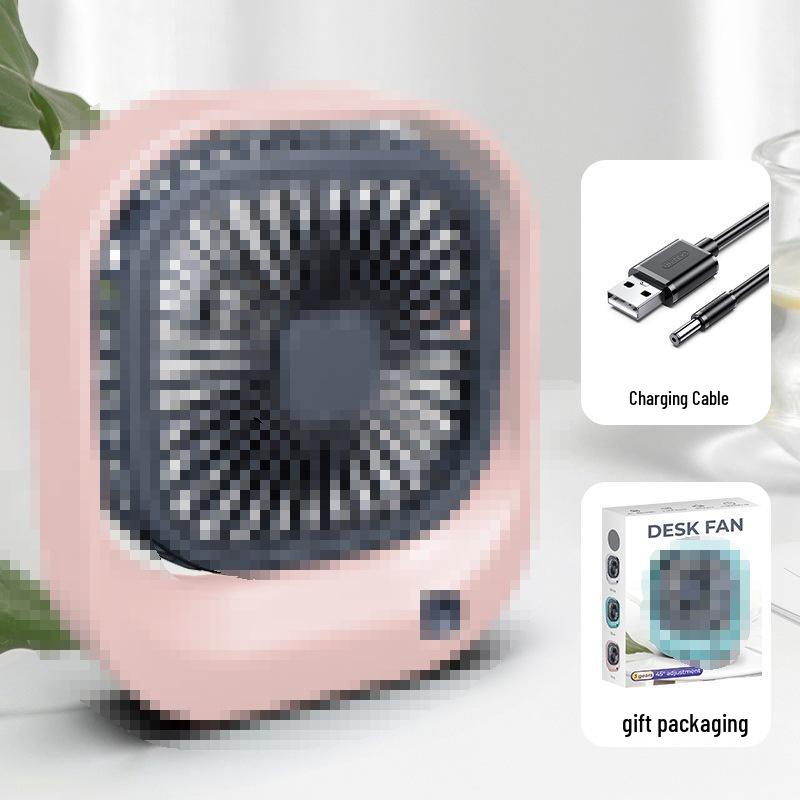Square USB Charging Mini Desk Fan – Silent, Compact Gift with Customizable Logo
