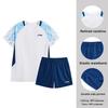 Li Ning Badminton Series Color Block Quick-Dry Breathable Training Competition Short Sleeve Shorts Casual Sports Suit Unisex suit AATV077-2
