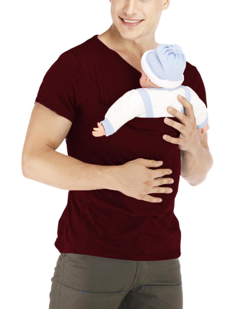 Kangaroo Mom & Dad Multifunctional Nursing Pullover Casual Round Neck T-shirt