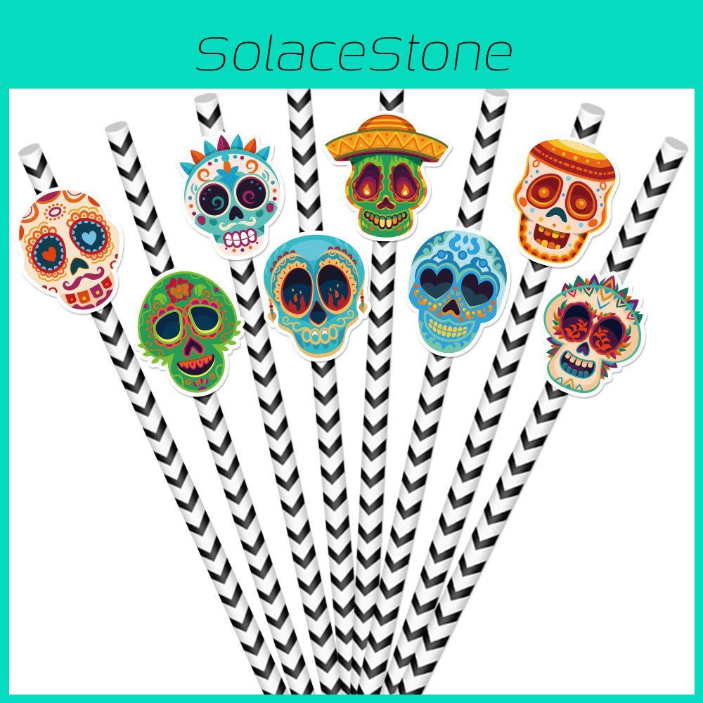 Theme Paper Skeleton Straws For Halloween Party Decorations And Supplies Drink