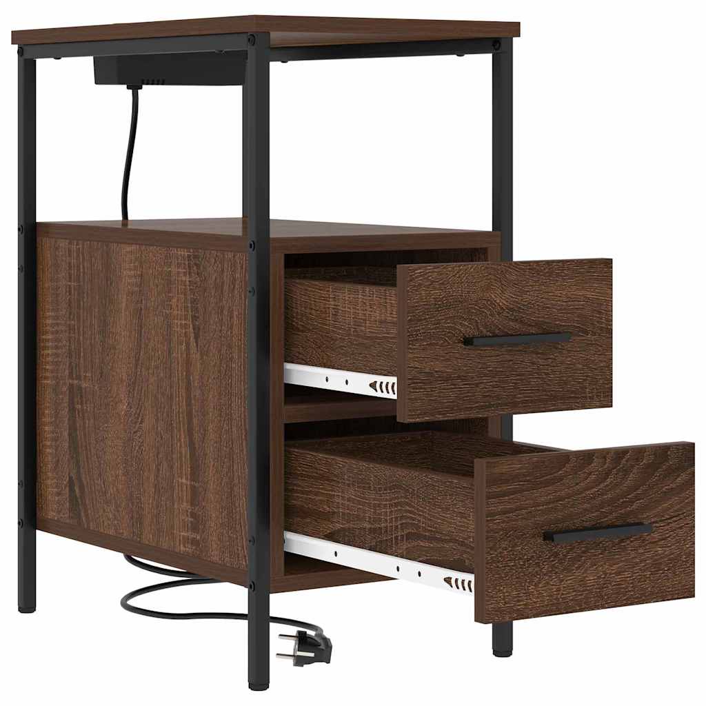 Nightstand Set 2 pcs Brown Oak Look 30 x 48 x 61 cm