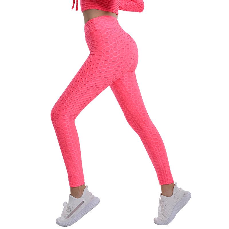 European & American Jacquard High Elastic Yoga Pants - Solid Color, High Waist, Hip Lifting Leggings for Women's Fitness