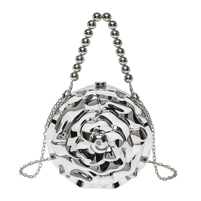 Chain Flower Acrylic Women's Bag 2025 New European and American Niche Shoulder Bag Pearl Handbag Dinner Bag Tide