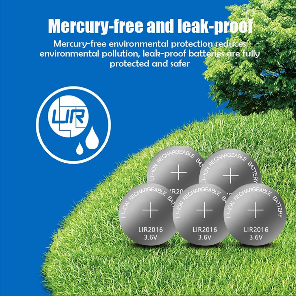 3Pcs Long Use LIR2016 Rechargeable Button Cell Batteries Reusable 3.6V 18mAh Button Battery for Small Electronics