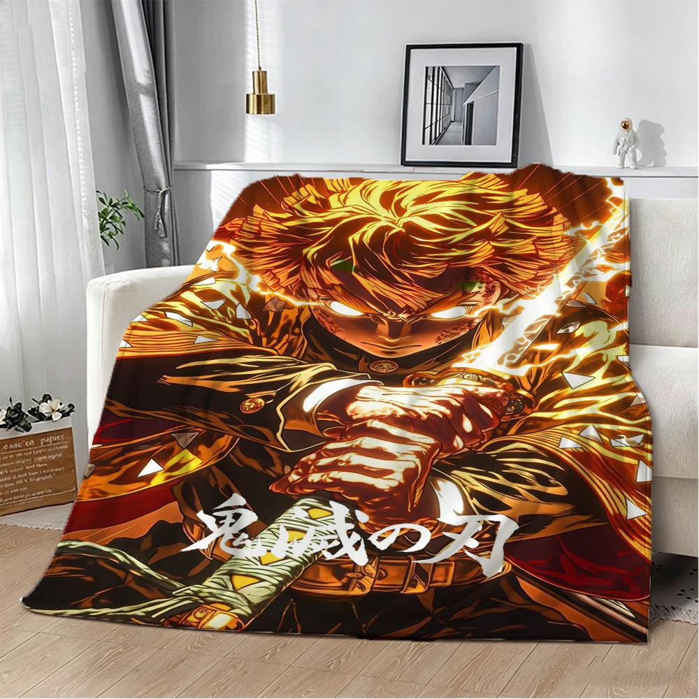 3D Cartoon Demon S-Slayer Anime Nezuko Flannel Blanket Soft Throw Blanket Art For Home Decor Bedroom Bed Sofa Picnic Fans Gifts