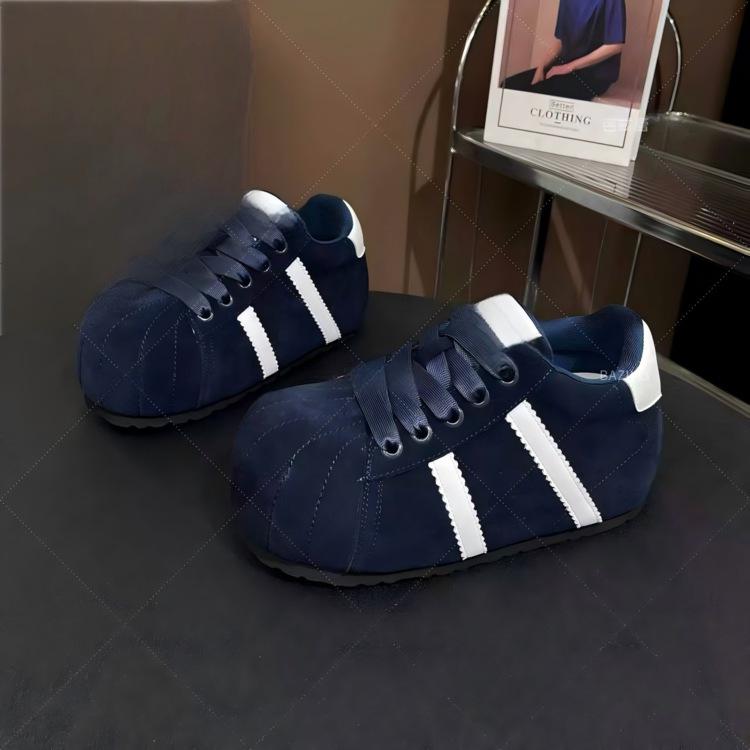 Popular Big Head Lace-up German Training Shoes Women's 2025 Autumn New Small Casual Shoes Thick Sole Height Increase One Pedal Single Shoes