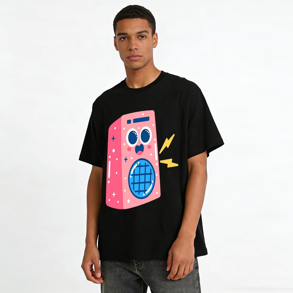 Vintage Radio Graphic T-Shirt For Adults Kids Casual Loose Fit Trendy Short Sleeve Top Pure cotton T-shirt