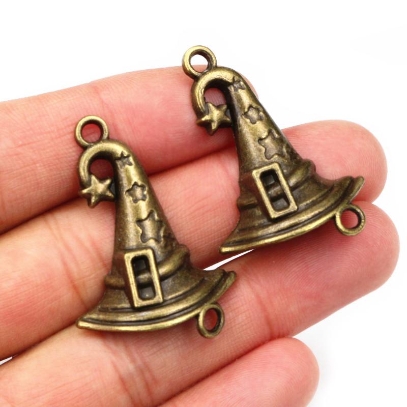 

5pcs 36x28mm Witch Hat Handmade Charms Pendant Antique Bronze Silver Plated DIY Jewelry Making Accessories for bracelet necklace