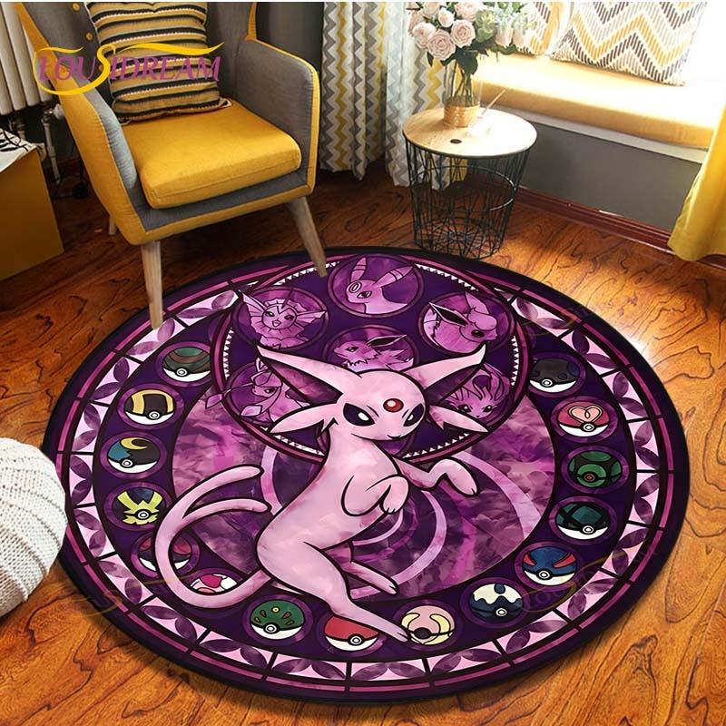 Cartoon Pokemon Runder Teppich Bodenmatte Schlafzimmer Flanell Tierteppich Rutschfeste Baby-Spielmatte Kinderzimmer Dekoration Matten