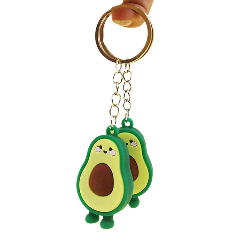 Fashion Simulation Fruit Avocado Smile Keychain 3D Resin Key Chains Jewelry Gift