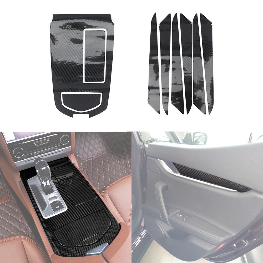 

Center Console Panel Sticker Door Handle Plate Decal for Maserati Ghibli 2014-2017 Car Interior Accessories Carbon Fiber PVC
