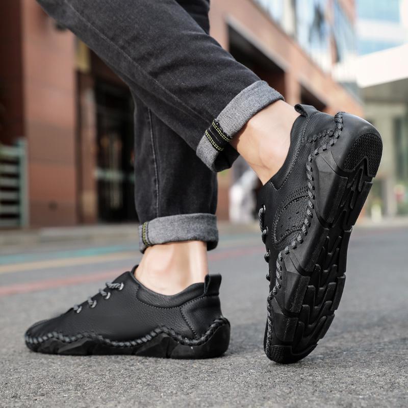 Mens Shoes Lace Up Handmade Sewing Leather Shoes Handmade Soft Breathable Luxury Men Moccasins Designer Men Sneakers Big Size 48