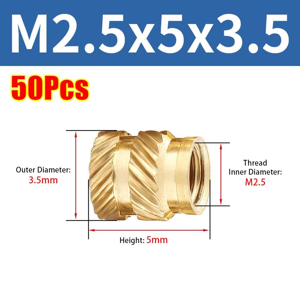 50Pcs Double Twill Embedment Nuts Knurled Thread 3D Printer Accossory New Brass Insert Nut