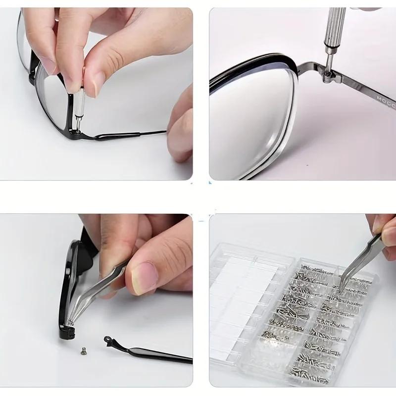 1000PCS Glasses Legs Nose Pads Cross Screw Tool Kit Home Repair Box Combination Set Glasses Watch Multistyles Accessories