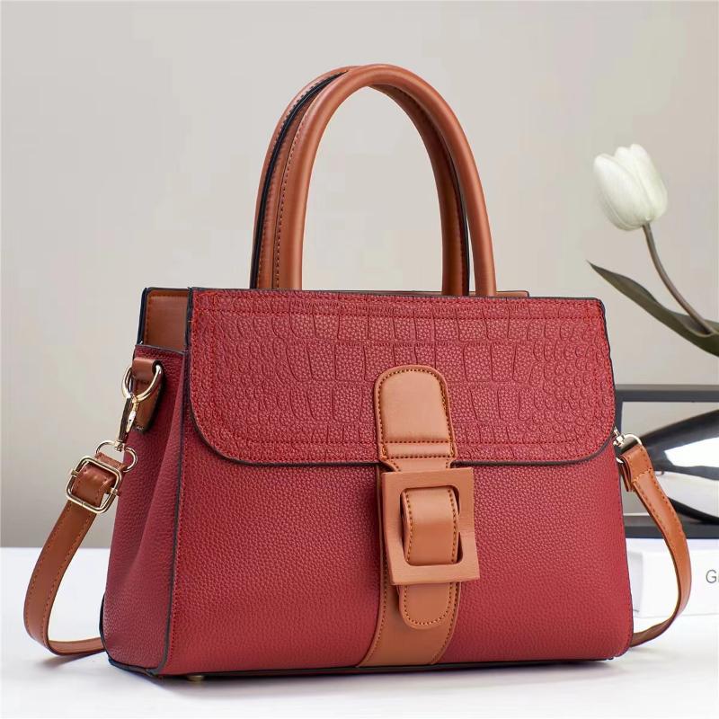 Contrasting Color Stone Pattern, Simple Leather Texture, Personality and Large Capacity, Shoulder Crossbody Big Bag