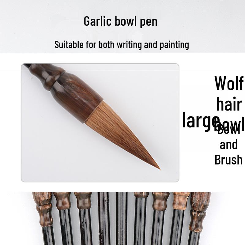 Mixed Hair Chinese Painting and Calligraphy Brush Set: Garlic Head Brush with Sheep and Wolf Hair—Large, Medium, Small for Peony and Plum Painting.