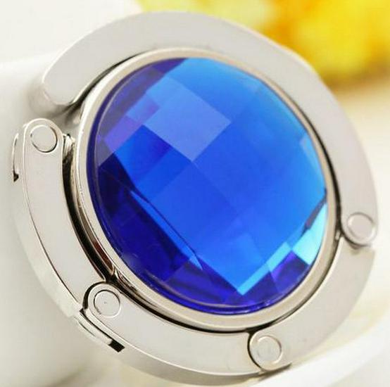 Portable Folding Crystal Handbag Hook - Rhinestone-Free Metal Clip for Table Edge
